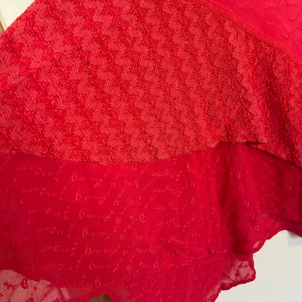 Catherines Pull-On  Asymmetrical Hem Maxi Skirt Lace Fairy Cottage 2X